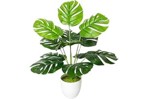 AIVORIUY Piante Finte Interno Areca Palma Piante Artificiali Albero Artificiale da Esterno Palma Finta Soggiorno Decorazioni della Casa Camera da Letto Balcone Ufficio (40cm Palma Monstera Piccola)