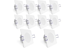 ‎LINOVUM linovum WEEVO 10x Einbauspots LED eckig extra flach IP44 für Bad Außen - 10er Set Spots 230V weiß 5W 4000K Einbautiefe 29mm