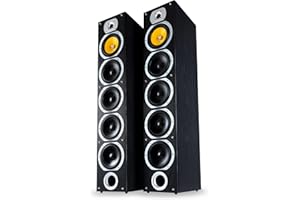 Bennett & Ross Exosphere 3-drożne głośniki podłogowe HiFi para (200 W RMS, 6,5" subwoofer, 6,5" głośnik basowy, 3x 6,5" średniotonowy, głośnik wysokotonowy 1", konstrukcja bass reflex, wygląd słojów