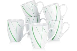 VEWEET AVIVA 6 Piezas Tazas de Porcelana Cafe Mugs 10,3 CM Juego de 6 Tazas de Cafe Capacidad 360 ML Juego de Tazas para 6 Personas, Suplemento de la Serie AVIVA