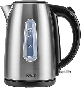 Tower T10015 Infinity Rapid Boil Jug Kettle with Boil Dry Protection, Automatic Shut Off, Removable Washable Filter, 3000 W, 1.7 Litre, Brushed Stainless Steel
