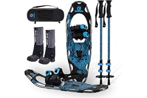 G2 GO2GETHER G2 21/25/30 Inches Light Weight Snowshoes for Women Men Youth, Set with Trekking Poles, Tote Bag, Gaiters,Special Fast Ratchet Binding, Orang/Blue/Red Available