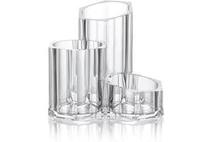 GUOLICH Organizer na Pędzle 3 Sekcje AkrylowyPokrowiec do Przechowywania Kosmetyków Stojak do Makijażu, Szczoteczki do Zębów, Długopisu, Wacika