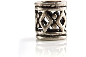 Battle-Merchant - Bartperle Wikinger, klein 3mm Innendurchmesser aus 925er Silber mit Rautenmuster