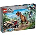 LEGO Jurassic World L'Inseguimento del Dinosauro Carnotaurus con Elicottero e Camioncino, Giocattoli per Bambini dai 7 Anni i