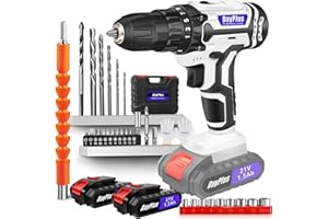 Huini Taladro Bateria 21V, Taladro Atornillador con 2 Baterías 1.5Ah, Atornillador Electrico 25+1 Ajuste de Par, Electrico con 45Nm, 2 Velocidad, 29Accesorios, LED Luz Para Hogar, Bricolaje