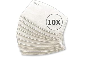 TBOC Filtro Monouso per Mascherina - [Pack 10 Unità] Lotto di Filtri intercambiabili 5 Strati di Filtrazione Sostituibili Materiale Morbido e Traspirante Protezione Polvere Inquinamento Agenti Dannosi