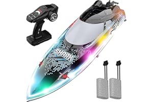 OBEST Barco teledirigido con Luces LED, 30+km/h RC Haiboot, 2,4 GHz, Juguete de Agua Popular Regalo para niños y niñas, 2 Pilas