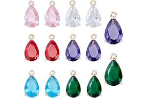 PH PandaHall 24 pz Pendente A Goccia 6 Colori Charms Vetro Sfaccettato 15x8mm Charms Perle Vetro con Risultati Ottone Dorato e Top Loop per Fai Da Te Orecchini Collana Bracciale Pendenti