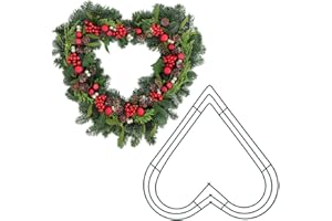 HILEYU 2 pezzi Cornice Ghirlanda di Filo Cuore Cornice per Ghirlande 8 12 pollici Cornice Ghirlanda di Fiori in Metallo Verde Scuro Cornice Ghirlanda per l'artigianato Decorazioni di matrimonio Natale 30cm