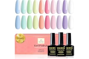 YSUVIN Pastel Vernis Semi Permanent, 10 Couleurs Macaron D'été Bonbon Pastel Vernis à Ongles Soak Off UV, Rose Bleu Jaune Violet Kit De Manucure Nail Art Cadeaux Beauté Pour Femmes