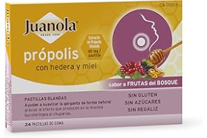 JUANOLA Própolis Sabor Frutos del Bosque - 24 pastillas blandas - Ayudan a suavizar la garganta de forma natural. Producto alimenticio con Própolis, Hereda y Miel.