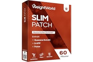 ‎WEIGHTWORLD Slim Patch - 60 Pflaster für 2 Monate - Alle natürlichen Zutaten - Enthält Guarana Extrakt, 5-HTP & Fucus - Veganes - 1 Pflaster pro 24 Stunden - WeightWorld