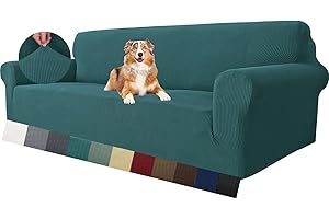 MAXIJIN Housse de canapé Super Extensible pour canapé 4 Places, très Grande Housse de canapé Universelle Jacquard Pet Dog Furniture Protector Housse de canapé ajustée (4 Places, Vert Noirâtre)