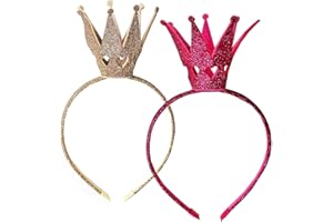 Ever Fairy® Fascia per capelli da ragazza con corona lucida da principessa e ragazza, oro e rosa., Taglia unica