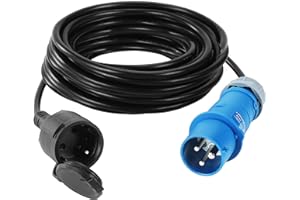 ‎MEISHILE 5M CEE-Adapterleitung, 230V/16A CEE Adapter, 3-Polig CEE Stecker, IP44 CEE Kabel, Verlängerungskabel mit CEE-Winkelkupplung, Camping Stromadapter, Stromkabel Außenbereich, Wohnwagen Zubehör