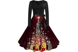 GENERIC Christmas Dresses For Women Dresses for Women UK Plus Size Skirt Gothic Dress Medieval Costume Evening Party Prom Cocktail Swing Glad Rags Vintage Elegant A-line Costumes