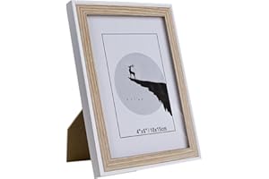 BESCH Marco de Foto Decoración 10cm x 15cm Madera con Soporte de Pie (Madera Blanca 4"x 6" Pulgadas)