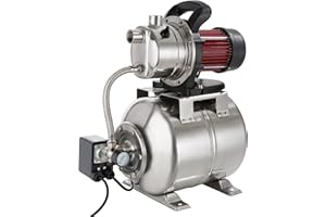 Arebos Domestic waterworks | 1200 watt | delivery Rate 3800 l/h | delivery Head 48 metres | 19 l Tank