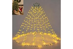 AUFIIY Lichterkette Weihnachtsbaum, Christbaumbeleuchtung mit Ring 350 LED 2m x 10 Girlanden, Tannenbaum Lichterkette 8 Modi & Timer, IP44 Wasserdicht, für 120-350cm Christbaum, Außen & Innen, 5m Zuleitung