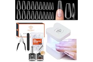 modelones Kit Uñas, Nail Kit de Tips Uñas Gel con Pegamento, 500 Uñas Postizas Resina en Bailarina, 6 en 1 Pegamento Uñas Postizas, Mini Lampara Uñas Semipermanentes, Kit De Uñas Para Principiantes