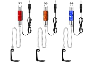 Dr.Fish Bite Indicator Set 3/4 Bobbins Carp Fishing Portable LED Illuminated Bite Alarms with 2.5mm Jack Plug, Drop Off Alarm Detachable on Rod Carp Accessories for Rod Light up