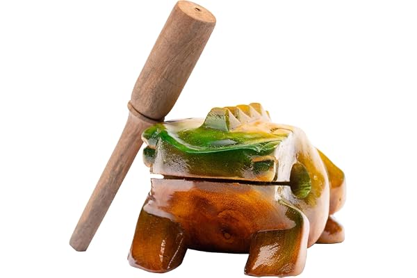 Fuzeau - Grenouille Guiro Bois 14 Cm Avec Baguette - Instrument Musique Percussion À Gratter - Imite Coassement - Jeux Musicaux, Ambiance Nature, Découverte Sonore - Enfant Dès 7 Ans - Réf. 9223