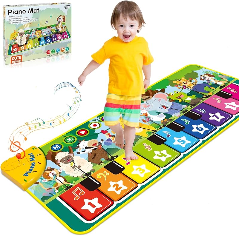 Dromlag Juguetes Niños 1 Año, Alfombra Musical con 10 Sonidos De Animales Regalo 1 2 Niños Niña Años, Piano Infantil Juegos Juguetes Montessori Educativos Sensoriales Bebe Regalos Pascua Niño