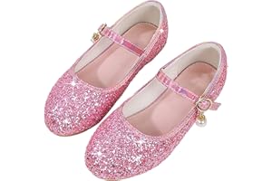 SRTUMEY Princess Shoes, Girls Mary Jane Shoes Toddler Kids Glitter Sparkly Dress Up Sandals Wedding Party Birthday Gifts