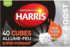 HARRIS - Allume-Feu Puissants - Sans Odeur - Démarrage Rapide - Combustion Longue - Cheminée et Barbecue - Technique Professionnelle - 40 Allume-Feu