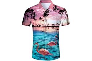 AIDEAONE Herren Hawaii Hemd Kurzarm Tropisch Hemden Lässig Knopf Hemd