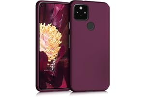 kwmobile Funda para Google Pixel 5 Carcasa - Ultrafina de TPU y Silicona con Bordes elevados anticaídas - Violeta Burdeos