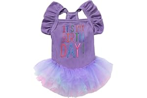 Yaopelky Dog Birthday Dress It's My Birthday Dog Dress Small Doggy Girl's Tutu Dresses Ruffle Sleeless Puppy Clothes Tulle Lace Skirt Pet Costume Cat Outfits (Purple, M)