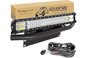 Willpower 23 Zoll 324W LED Arbeitsscheinwerfer Bar mit vorderer Nummernschild-Montagehalterung und Kabelsatz, Led Scheinwerfer 12v für Auto Bagger Anhänger Traktoren LKW SUV Offroad