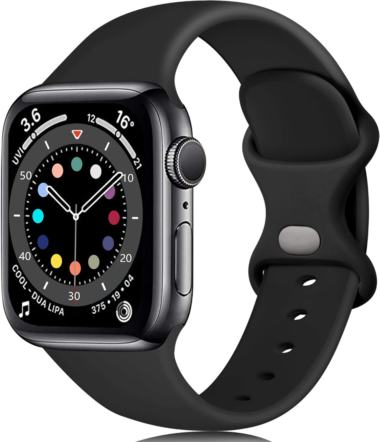 Epova Silicone Strap Compatible with Apple Watch Strap 40mm 38mm 41mm 42mm, Replacement Straps for iWatch SE 3 Series 11 10 9 8 7 6 5 4 3 2 1, Black, Small