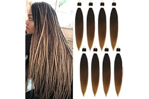 FIRSTCYH HAIR Braiding Hair Pre Stretched - 20 Inch Pre Stretched Braiding Hair 1B/30/27 Braiding Hair Soft Yaki Texture 8 Packs Crochet Hair Extensions Braids for Black Women (20 Inch(8Packs), 1B/30/27)