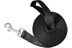 LUCHAI Longe pour Chien 5m/ 10m / 15m Noir, Laisse de Dressage pour Chien, Laisse Longue pour Chien de Petites à Grandes Taille