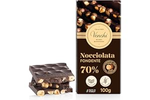 Venchi - Tableta NOCCIOLATA de chocolate amargo 70 % con cacao de Sudamérica y Avellanas del Piamonte IGP, 100 g - Sin gluten