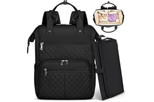 RAINSMORE Baby Wickelrucksack Groß mit Mobiler Wickelauflage Multifunktions Wickeltasche Kinderwagen Rucksack Wasserabweisend Babytasche Diaper Bag für Mama und Papa Schwarz
