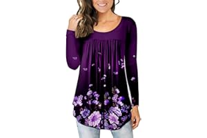 CHICZONE Ladies Tops Short Sleeve Blouse Crew Neck Tunic for Women Floral Henley Shirts for Leggings Loose Fit