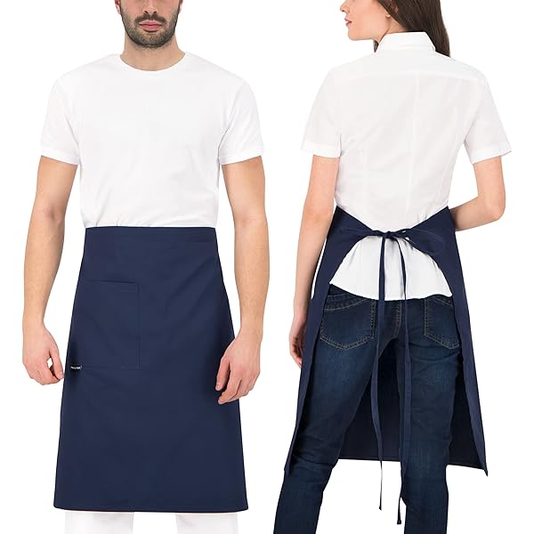VATEL – Duitse schort zwart met zak en borduring van naam en logo – Horeca Kleding Bestellen