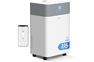 EcoNour Smart 20L WiFi Dehumidifier with Auto-Humidity Control | LED Display, 4.5L Tank, Laundry Dry Mode, 24-Hr Timer & Quiet Operation | Continuous Drain Option for Home, Bedroom, Basement & Garage