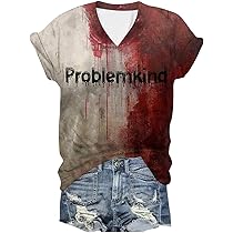 Halloween T-Shirt Herren Mit Blutspritzer-Muster - Grusel Pullover Langarm V-Ausschnitt