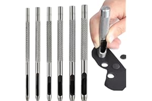 BANSUSU 6 Pcs Leather Hole Puncher Tool - Oval and Round Punch Assorted 1.5-4MM Hollow Punches for Leathercraft, Watch Band, Belt, Gasket