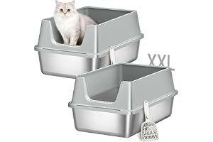 Fobyfurny 2-Pack Kattlådor i Rostfritt Stål XXL, 60,5x40x29cm