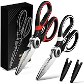 Pack 2 Kitchen Scissors, Multifunctional Scissors, Professional Kitchen Scissors with Protective Case, Stainless Steel for Ch