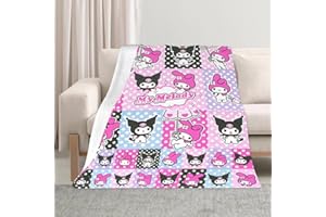 KSOPSDEY Kuromi Decke, Super Warme Flanelldecke Schlafdecke Sofadecke Reisedecke Cartoon Druck Flauschige Kinder Kuscheldecke Plüsch Schlafdecke Kuscheldecke Geschenke Kinde