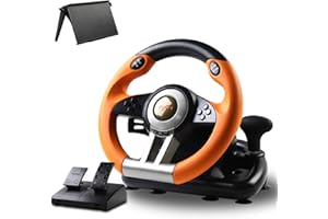 PXN Game Racing Wheel, V3II 180°Competition Volante with Universal USB Port and with Pedal, Suitable wheel for PC, Xbox Series X|S, Xbox One PS3, PS4, Nintendo Switch - Orange