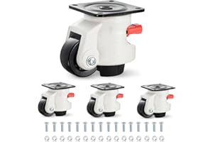 W B D WEIBIDA Ruote Girevoli con Impugnatura a Cricchetto Regolabile, Rotelle per Mobili Pesanti a 360 Gradi, Ruote Retrattili per Carichi Pesanti da Macchina, MAX 1500 KG, Set di 4, Altezza 10-11 cm