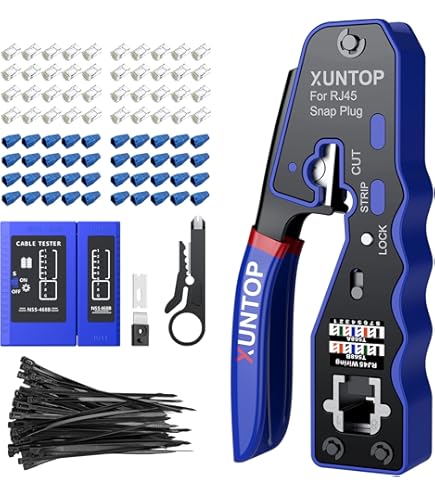 Kit Crimpatura Professionale MAYLINE Con Tester - Per Cavi RJ45, RJ11, Cat5/Cat6, Colore Bianco
